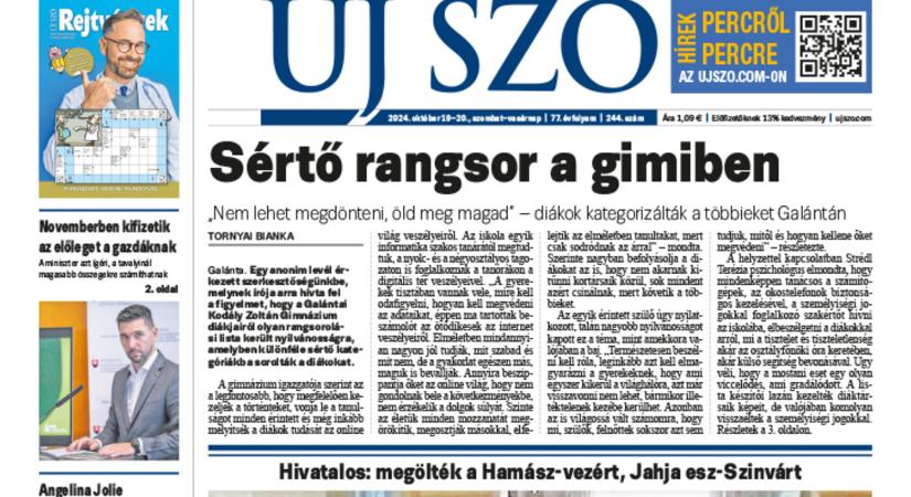 Miről ír a szombati Új Szó?