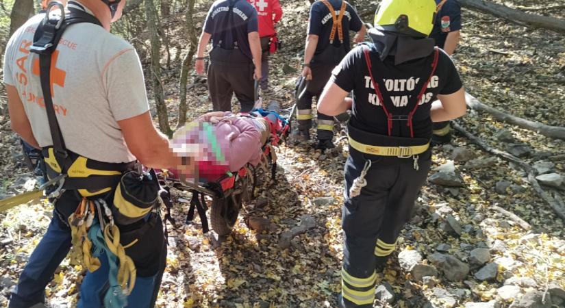 Újabb balesetet szenvedett túrázót kellett kimenteni a Remete-barlangnál, videón a hegyimentők akciója