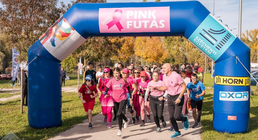 Napsütéses idő és remek hangulat a győri Pink Futáson