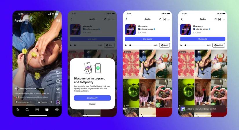Az Instagram mostantól lehetővé teszi a dalok Spotify-ra mentését