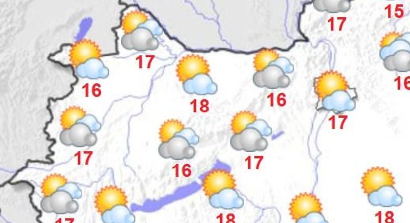 Kevesebb napsütésre van esély - ilyen lesz az időjárás csütörtökön