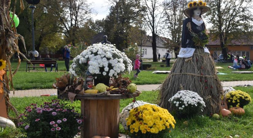 Nagy feltűnést keltett az őszi kompozíció hófehér arcú tündérkéje a jászkiséri parkban