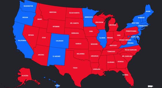 Így szavaztak az államok — térképen az amerikai elnökválasztás állása