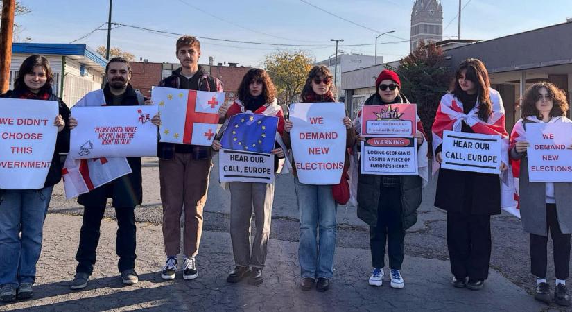 Grúzok tüntettek Budapesten, új választásokat követelve