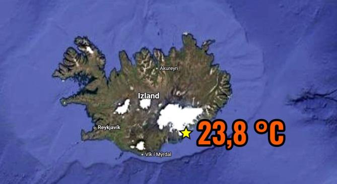23,8 fokkal megdőlt a novemberi melegrekord Izlandon