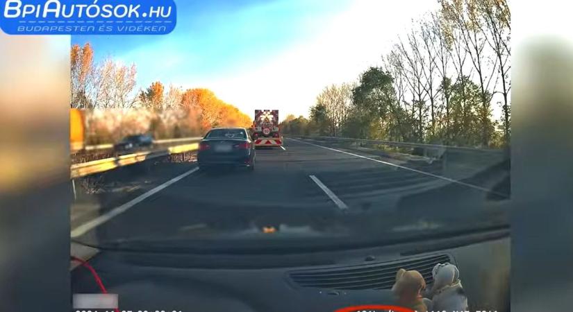 Megállt az idő az M3-ason, amikor a közutas elkezdett befelé húzni – videóval