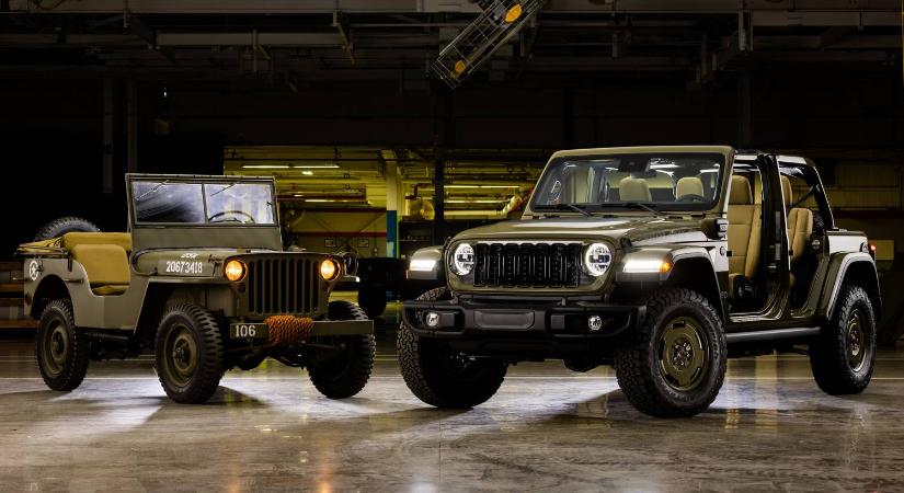 A katonai Willys-nek szalutáló Jeep Wrangler teljes telitalálat