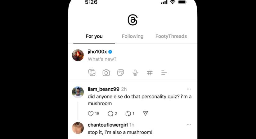 Új dizájn a Threads-en: könnyebb váltás a különböző hírfolyamok között