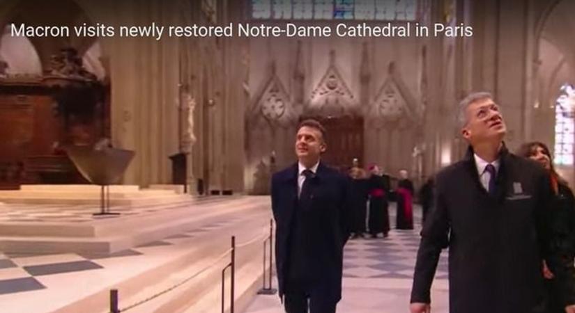 Emmanuel Macron is bejárta az újjáépített Notre Dame-ot