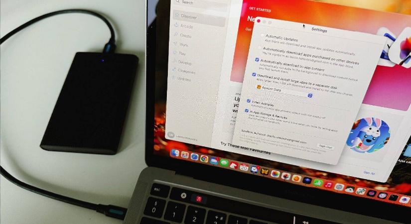 Nagyméretű alkalmazások telepítése külső meghajtóra az App Store-ból