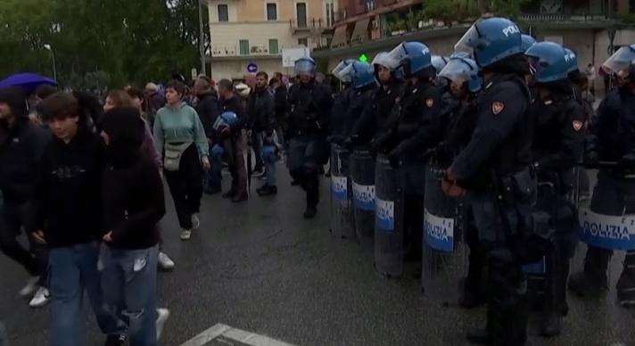 A palesztin párti tüntetők rendbontásai folyamatosak Olaszországban  videó