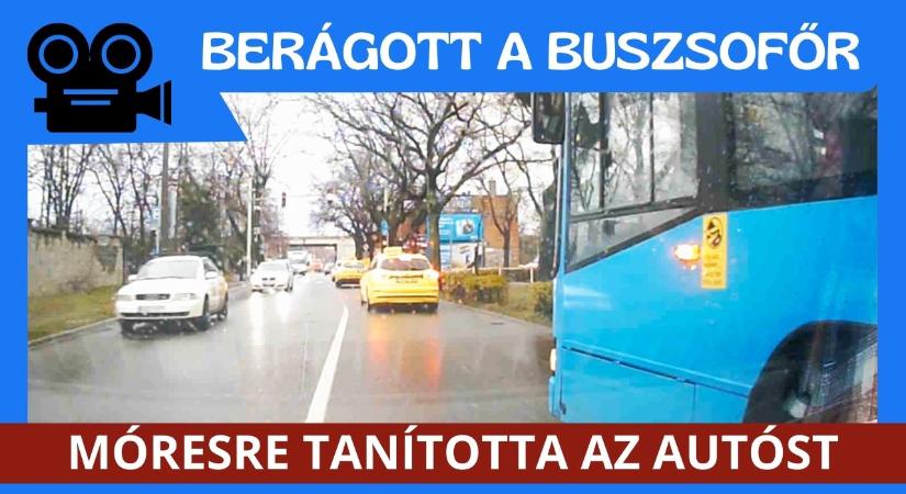 Alaposan móresre tanította a buszsofőr a kamerás autó sofőrjét, aki későn észlelte, hogy ki akar hajtani a buszmegállóból