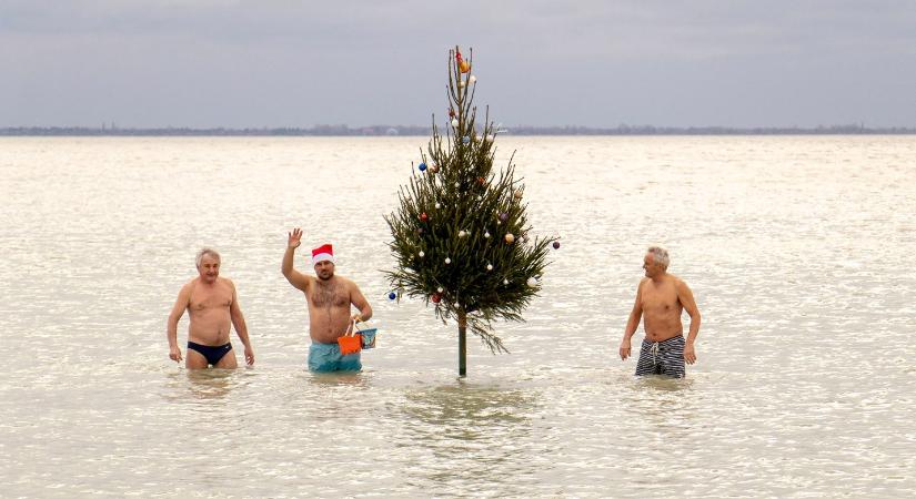 Idén is vízbe került Szigligeten a Balaton karácsonyfája