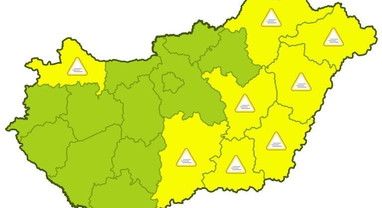 Rossz látási viszonyokra figyelmeztetnek nyolc vármegyében