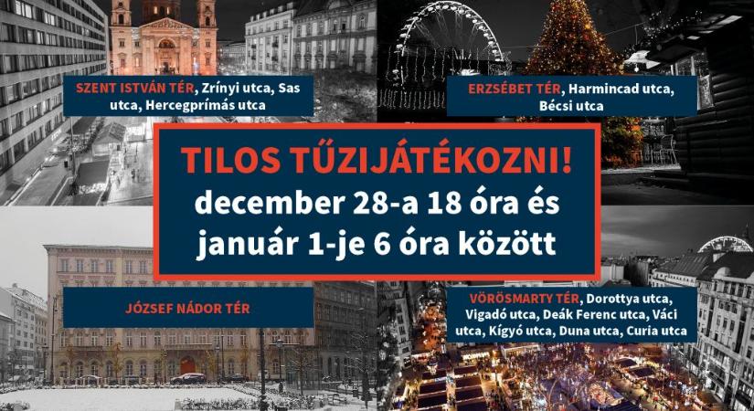 Szilveszterkor tilos lesz tűzijátékozni Budapest négy terén