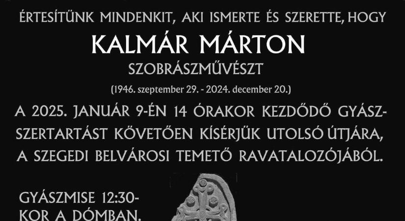 Utolsó útjára kísérik Kalmár Márton szobrászművészt