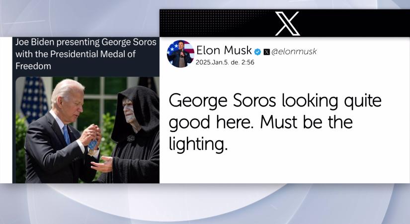 Palpatine császárt ábrázoló fotóval reagált Soros György kitüntetésére Elon Musk