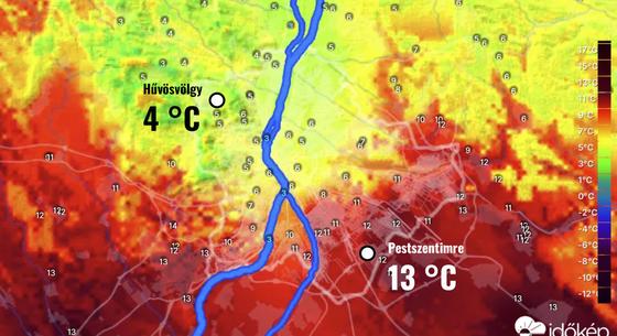 Közel 10 fokos hőmérséklet különbség alakult ki Budapesten belül
