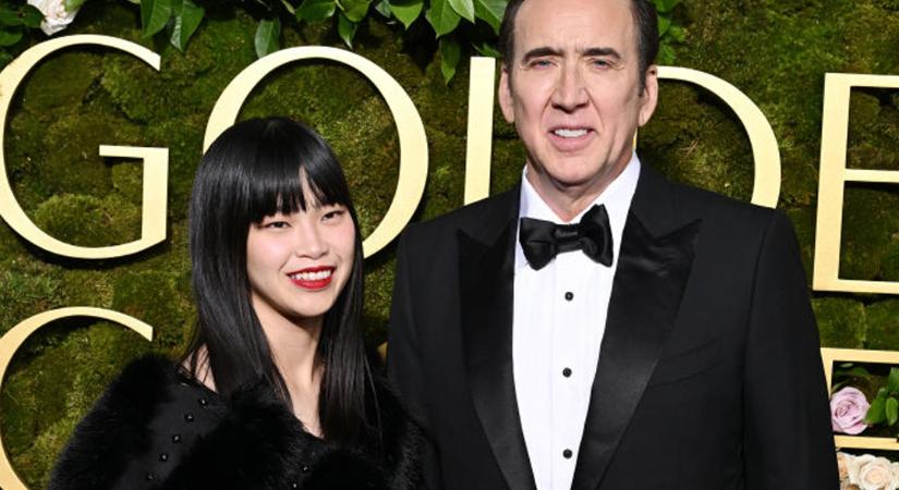 Nicolas Cage 5. és egyben feleannyi idős felesége dívaként vonult a Golden Globe vörös szőnyegén