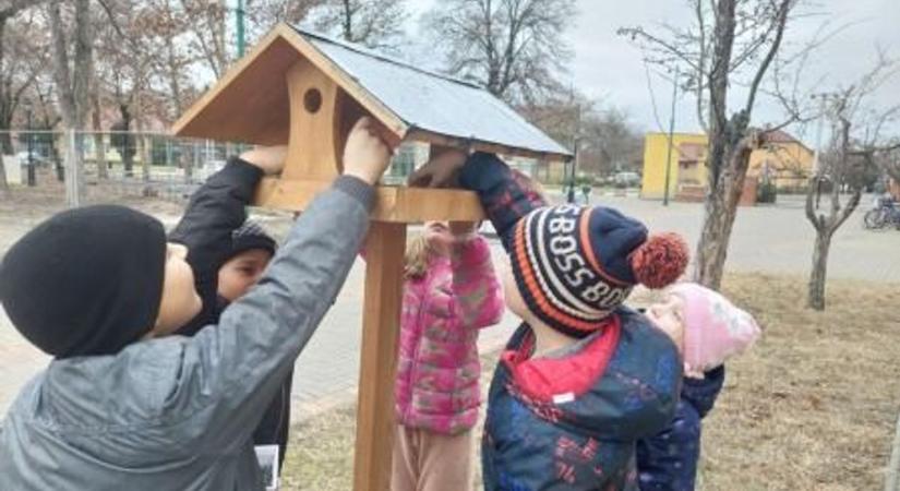 Madáretetés a mórahalmi iskolában