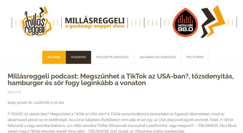 Millásreggeli podcast: megszűnhet a TikTok az USA-ban?