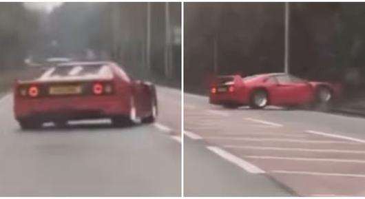 Kis gázt adott a sofőr és máris villanyoszlopnak csapta a Ferrari F40-est – videó