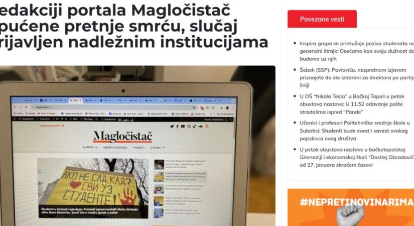 Halálos fenyegetést kapott a szabadkai Magločistač portál szerkesztősége