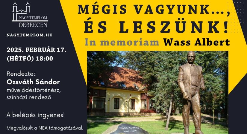 Wass Albertre emlékezik a Debrecen-Nagytemplomi Református Egyházközség