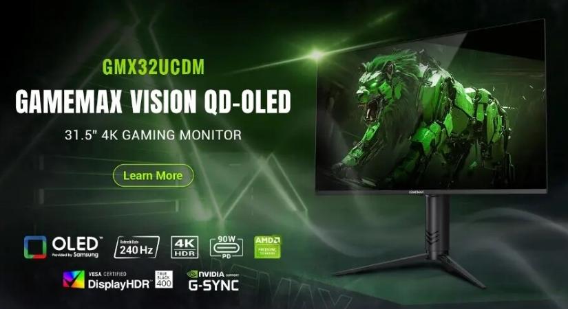 Játékosoknak szánt, 4K@240 Hz-es monitor a GameMax értelmezésében