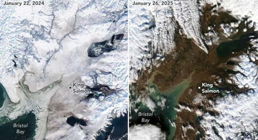 Aggasztó műholdképek az alaszkai jégtakaró olvadásáról