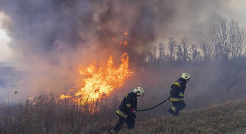 Kigyulladt a nádas Siófoknál, lakóházak kerültek veszélybe