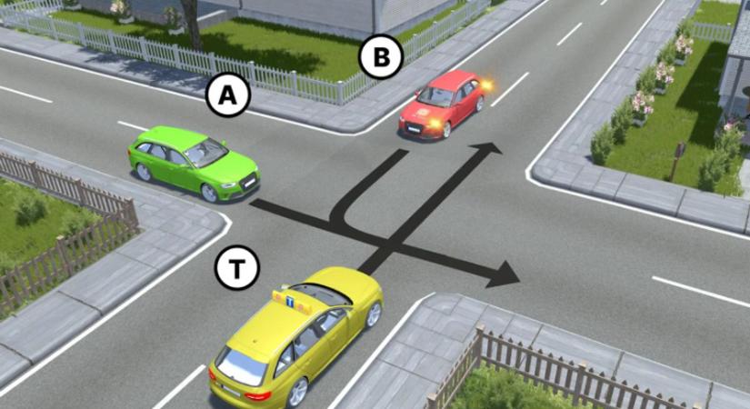 Milyen sorrendben mennek át az autók a kereszteződésben? Ha ezen a KRESZ-kérdésen elbuksz, inkább ne vezess!