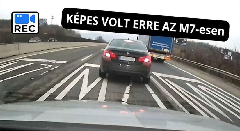 Nem hiszi el, mit művelt ez a BMW-s az M7-esen - videón az ijesztő húzás