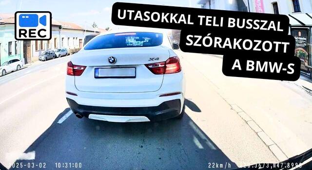 Városi rémület: BMW-s sofőr utasokkal teli buszt büntetőfékezett Egerben