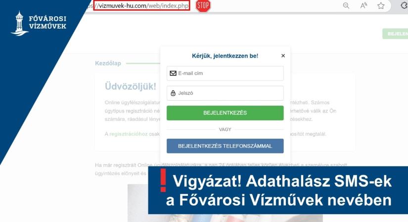 Ha ilyen SMS-t kap a Fővárosi Vízművektől, ne válaszoljon!