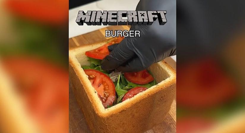 Videón az igazi Minecraft kocka-burger elkészítése és kinézete