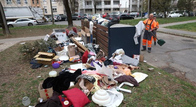 Szemétdombok Kaposváron: gyorsabbak voltak a guberálók, széttúrták az utcai lomokat