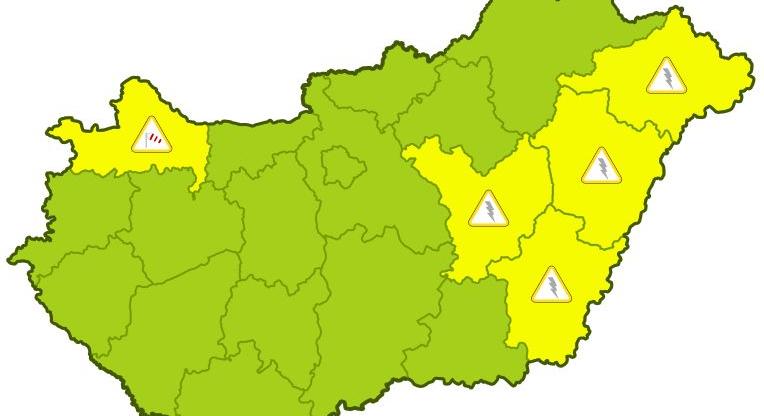 Zivatarokra és viharos erejű széllökésekre figyelmeztetnek