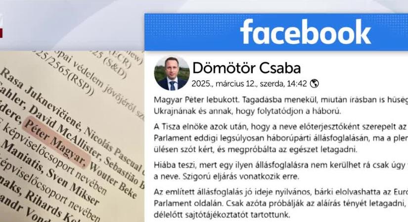 Bennfentes: Digitális nyomok mutatják, hogy Magyar Péter előterjesztője volt a háborúpárti dokumentumnak  videó