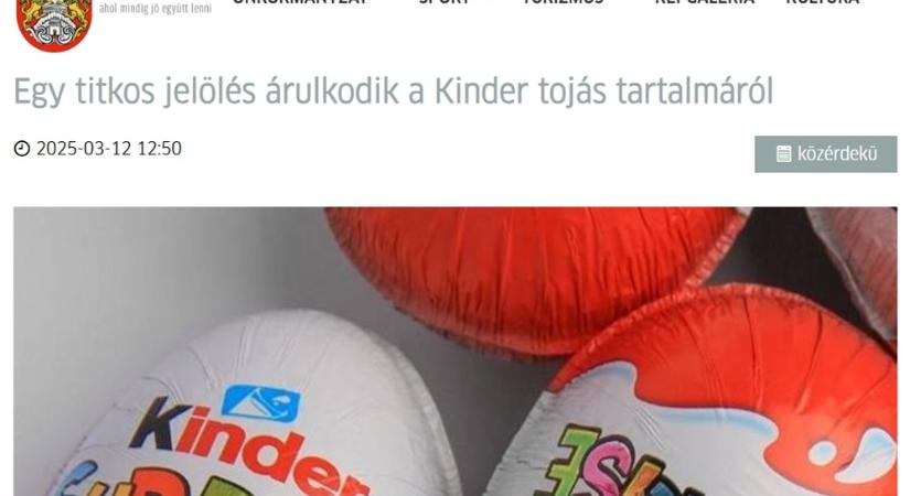 Körmend város weboldala szerint közérdekű információ, hogy mit rejt a Kinder tojás