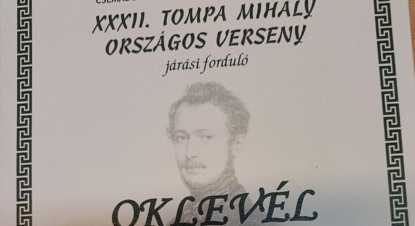 A 32. Tompa Mihály Vers- és Prózamondó Verseny komáromi járási fordulójának eredményei