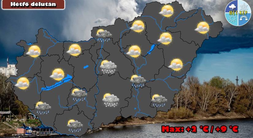 Szeles idővel indul a hét, záporeső, hózápor előfordulhat