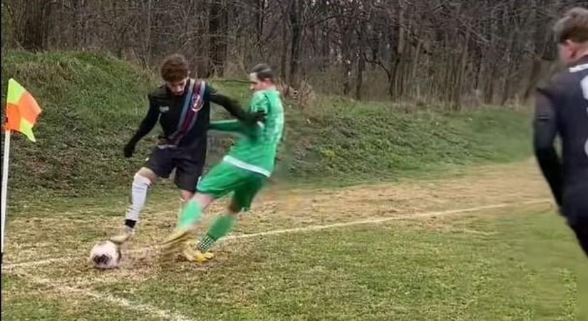 Durván felrúgta ellenfelét a csolnoki futballista