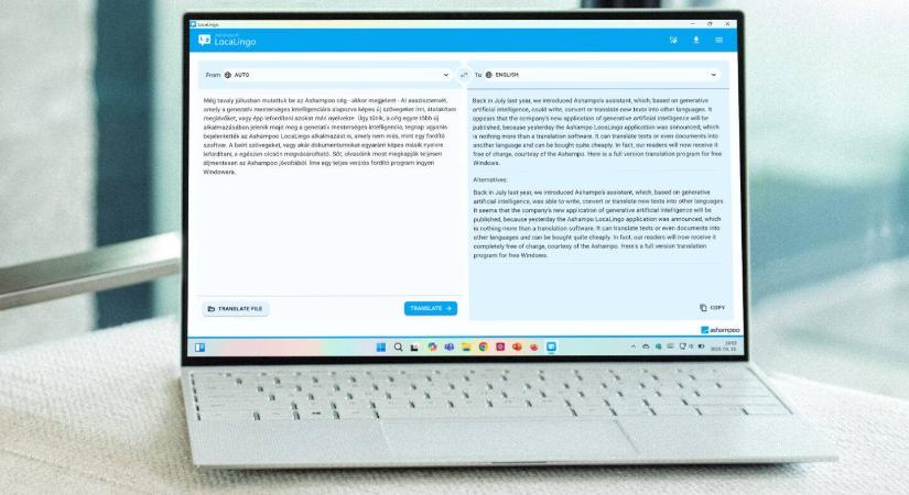 Teljes verziós fordító program ingyen, Windowsra, offline AI megoldással