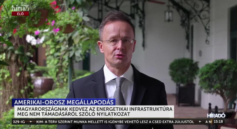 Szijjártó Péter - Magyarország számára különösen jó hír az energetikai infrastruktúra meg nem támadásáról szóló nyilatkozat  videó