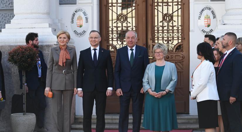 Andzrej Duda lengyel és Sulyok Tamás magyar köztársasági elnök Kaposvárra látogatott