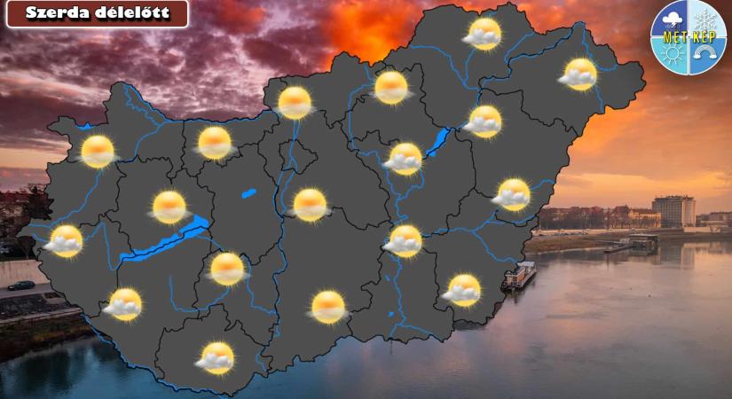 Nyugodtabb légkör, közepesen felhős égbolt jellemzi a szerdát