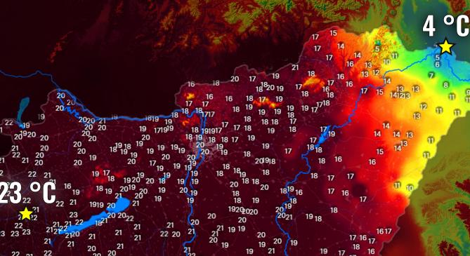 Közel 20 fokos hőmérsékleti kontraszt alakult ki