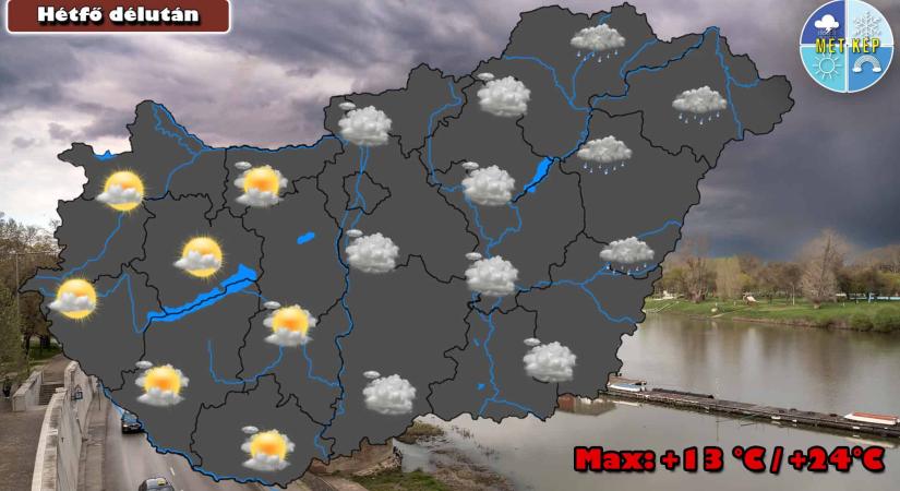 A hét első napján sok felhő lesz felettünk, kisebb csapadék is előfordulhat