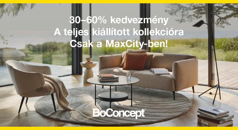 30-60 %-os hihetetlen kedvezmények a BoConcept MaxCity-ben található bemutatótermében